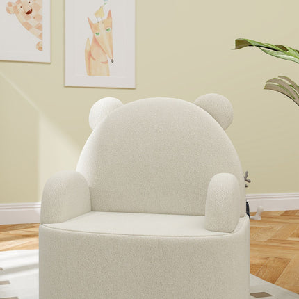 Dětské křesílko ve tvaru medvěda, měkký teddy fleece, béžová