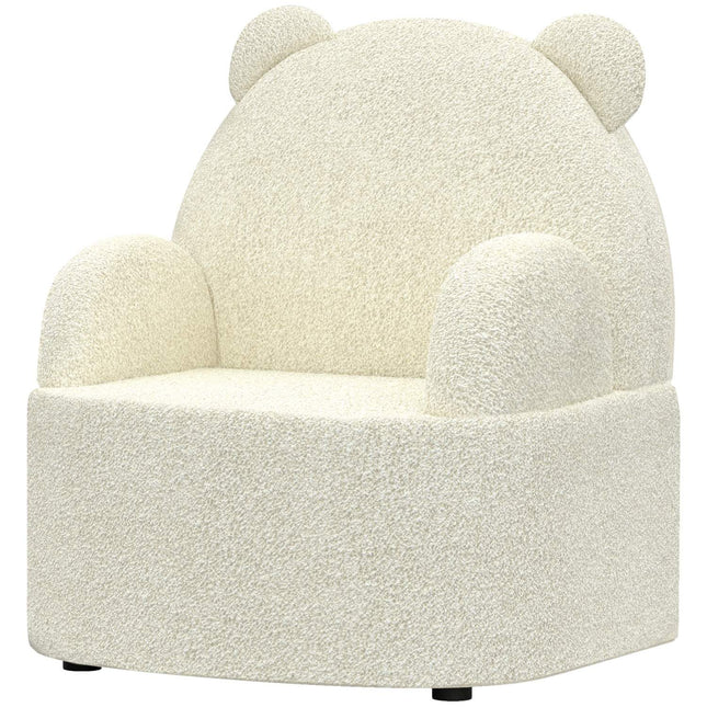 Dětské křesílko ve tvaru medvěda, měkký teddy fleece, béžová