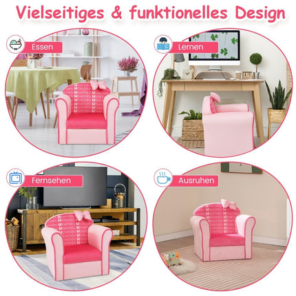 Children's armchair with backrest & armrests & cute patterns & foam children's sofa pink