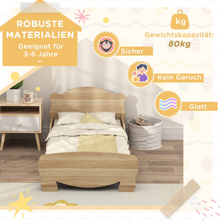 Domečková postel z masivu - dětská postel se zábranou, design medvěd