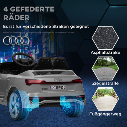 Children's 12V electric car with remote control & music, grey