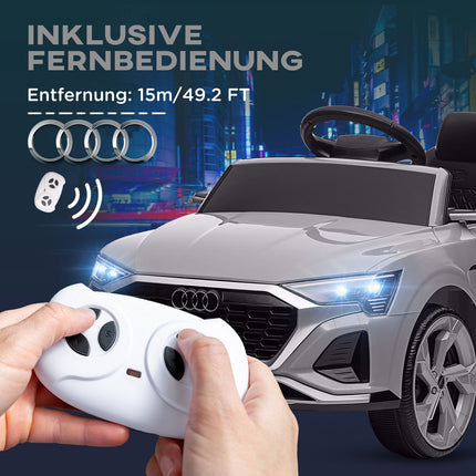 Children's 12V electric car with remote control & music, grey