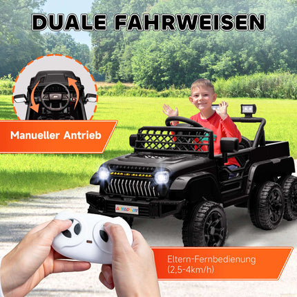 Dětské elektrické auto 12V, dálkové ovládání, LED světla, černé
