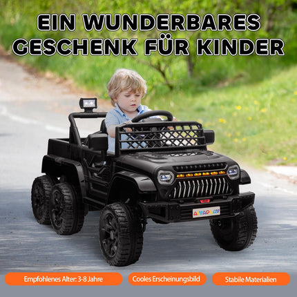 Dětské elektrické auto 12V, dálkové ovládání, LED světla, černé
