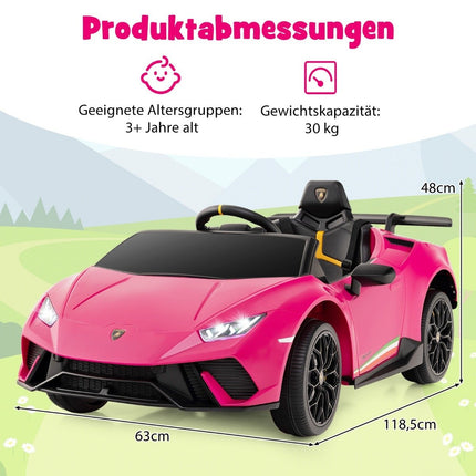 Dětské elektrické auto Lamborghini 12V s dálkovým ovládáním, růžové