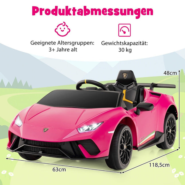 Dětské elektrické auto Lamborghini 12V s dálkovým ovládáním, růžové