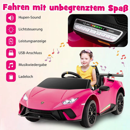 Dětské elektrické auto Lamborghini 12V s dálkovým ovládáním, růžové