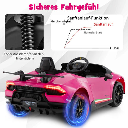 Dětské elektrické auto Lamborghini 12V s dálkovým ovládáním, růžové