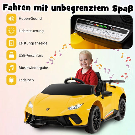 Dětské elektrické auto Lamborghini 12V s dálkovým ovládáním, žluté