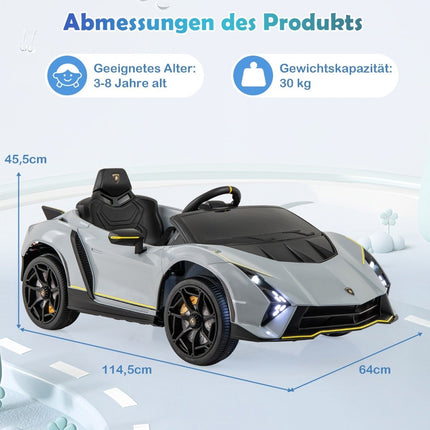 Dětské elektrické auto Lamborghini s dálkovým ovládáním &amp; LED světly &amp; klaksonem, šedé