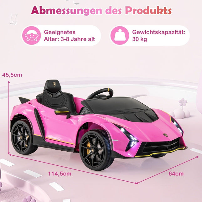 Dětské elektrické auto Lamborghini s dálkovým ovládáním &amp; LED světly &amp; klaksonem, růžové
