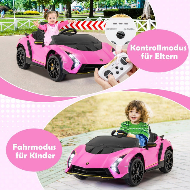 Dětské elektrické auto Lamborghini s dálkovým ovládáním &amp; LED světly &amp; klaksonem, růžové