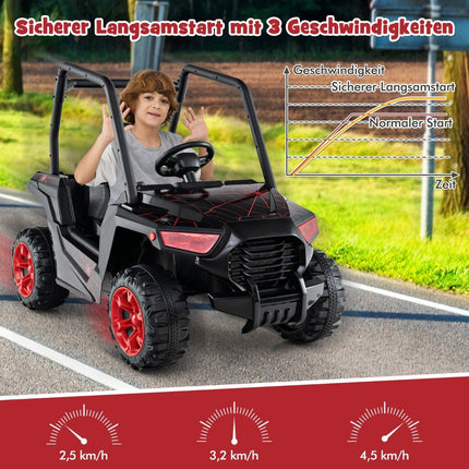 Dětské elektrické auto s 2.4G dálkovým ovládáním 24V, elektrické vozítko UTV pro děti od 3 let, černé