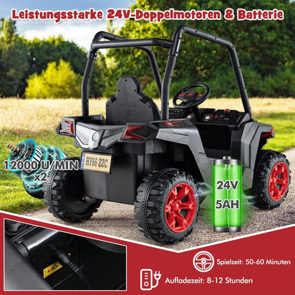Dětské elektrické auto s 2.4G dálkovým ovládáním 24V, elektrické vozítko UTV pro děti od 3 let, černé