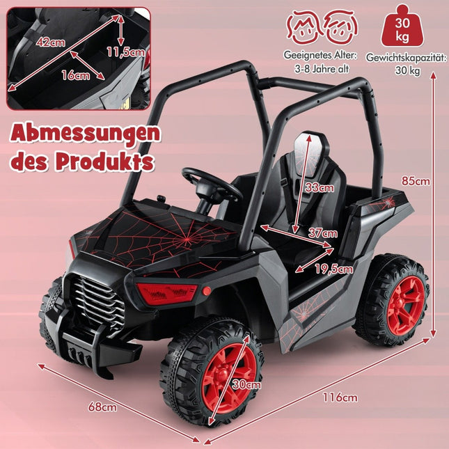 Dětské elektrické auto s 2.4G dálkovým ovládáním 24V, elektrické vozítko UTV pro děti od 3 let, černé