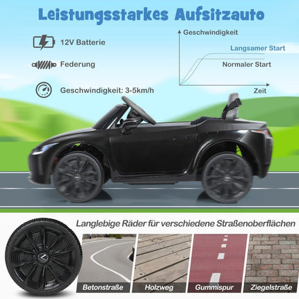 Dětské elektrické auto s 2.4G dálkovým ovládáním, LED světly a hudbou, Lexus LC500, dětské vozítko, černé