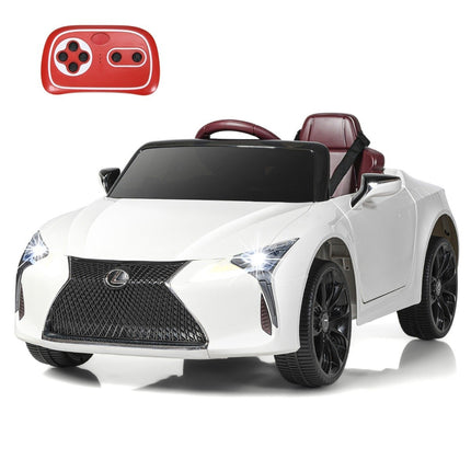 Dětské elektrické auto s 2.4G dálkovým ovládáním, LED světly a hudbou, Lexus LC500, dětské vozítko, bílé