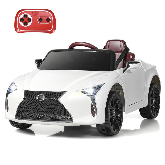 Dětské elektrické auto s 2.4G dálkovým ovládáním, LED světly a hudbou, Lexus LC500, dětské vozítko, bílé
