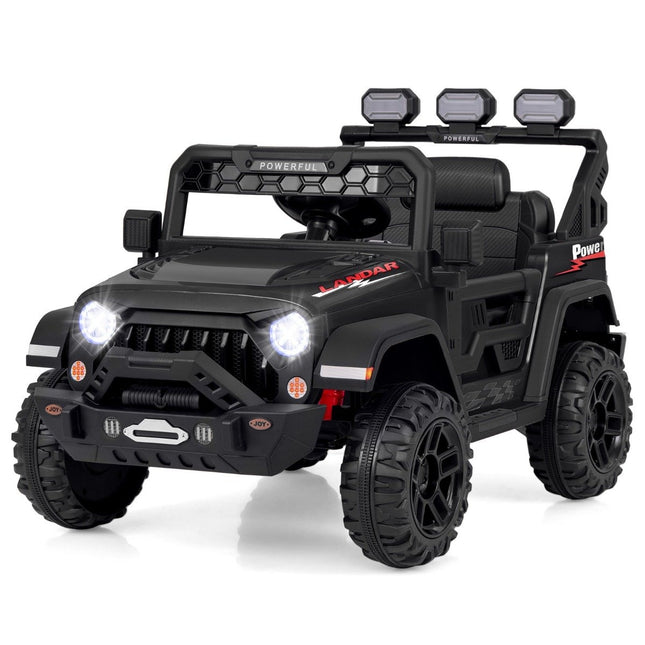 Dětské elektrické auto s 2.4G dálkovým ovládáním &amp; USB &amp; světly &amp; hudbou 12V dětské auto Jeep černé