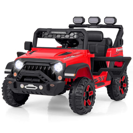 Dětské elektrické auto s 2.4G dálkovým ovládáním &amp; USB &amp; světly &amp; hudbou 12V dětské auto Jeep červené