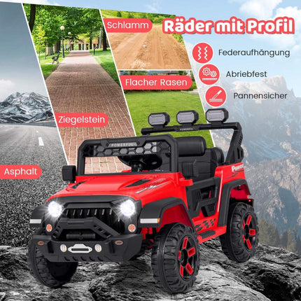 Dětské elektrické auto s 2.4G dálkovým ovládáním &amp; USB &amp; světly &amp; hudbou 12V dětské auto Jeep červené