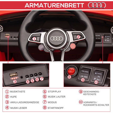 Elektrické auto pro děti s dálkovým ovládáním, MP3, 3-6 let, červená
