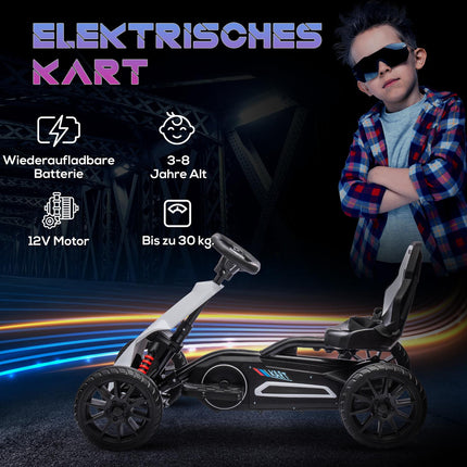 Elektrická driftovací motokára pro děti, 12V, 3-8 let, bílá