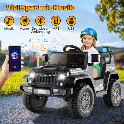 Dětský elektrický jeep s dvojitým motorem &amp; pomalým rozjezdem &amp; odpružením se 4 pružinami, vozítko černé