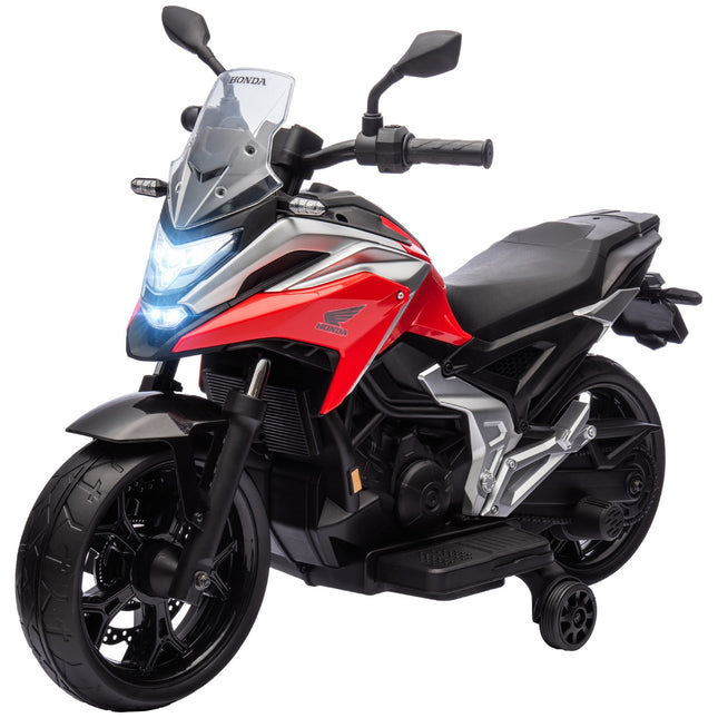 Elektrická motorka pro děti, 12V s MP3, USB, LED světla, červená