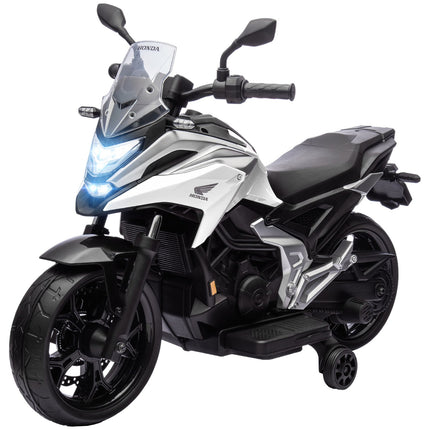Dětská elektrická motorka 12V, USB, LED, bílá