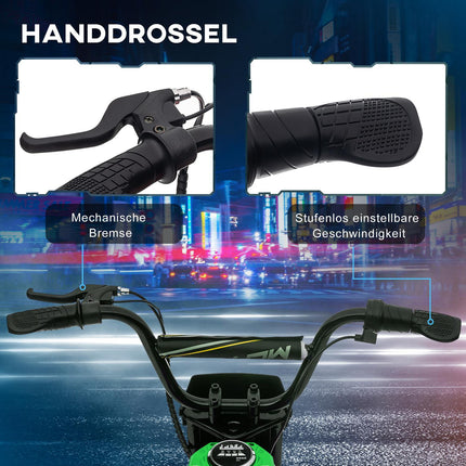 Elektrická motorka pro děti, 12V, houkačka a světlo, zelená