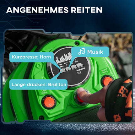 Elektrická motorka pro děti, 12V, houkačka a světlo, zelená