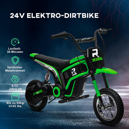 Elektrická motorka pro děti, 12V, houkačka a světlo, zelená