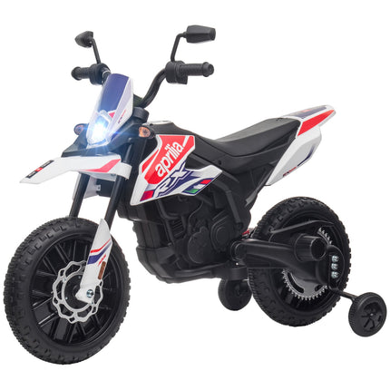 Dětská elektrická motorka 12V s hudbou, 6 km/h, bílá