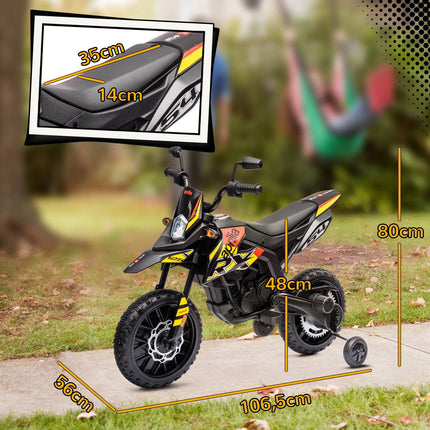 Elektrická motorka pro děti, 12V, hudba a přídavná kolečka, 6 km/h