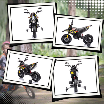 Elektrická motorka pro děti, 12V, hudba a přídavná kolečka, 6 km/h