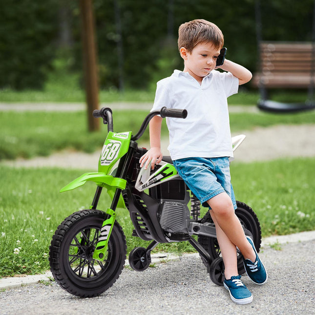 Elektrická motorka pro děti, 12V, hudba, 3-6 let, zelená