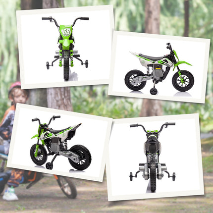 Elektrická motorka pro děti, 12V, hudba, 3-6 let, zelená