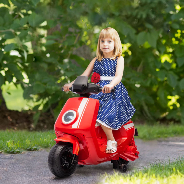 Elektrická motorka pro děti, 6V, hudba a světlo, červená