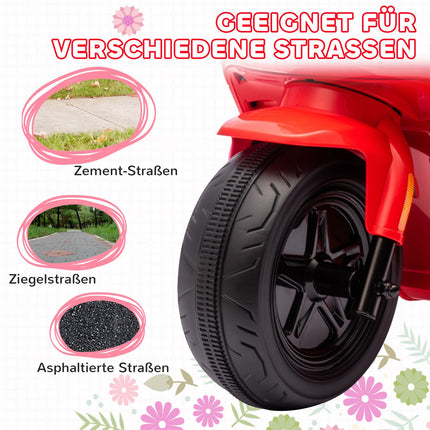 Elektrická motorka pro děti, 6V, hudba a světlo, červená