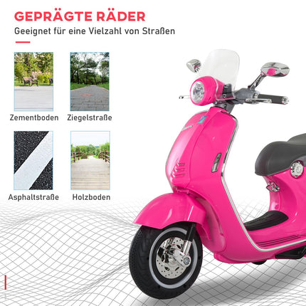 Elektrická motorka pro děti 6V se světly a hudbou, růžová