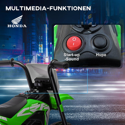 Elektrická motorka pro děti, zelená, 6V, s houkačkou a hudbou