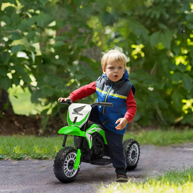 Elektrická motorka pro děti, zelená, 6V, s houkačkou a hudbou