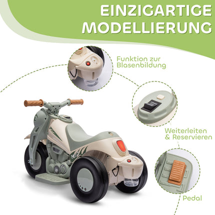Dětská elektrická motorka, 6V motorka s hudbou, 2.5-3 km/h, pro děti 2-5 let