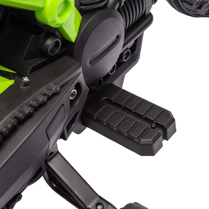 Children's 6V electric motorcycle with training wheels - green