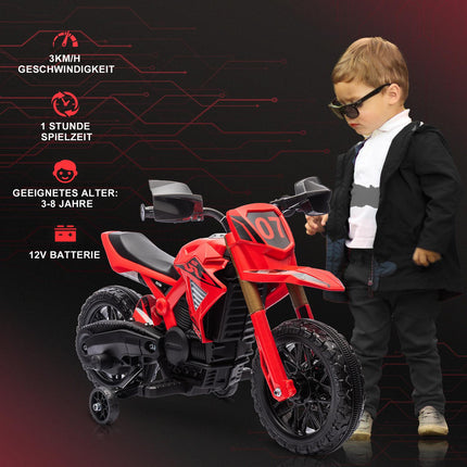 Children's 6V electric motorcycle, red, 3-8 years