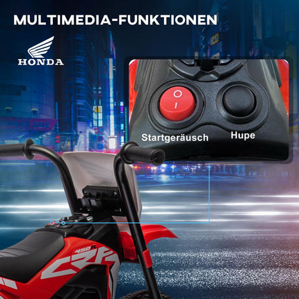 Dětská elektrická motorka 6V s klaksonem a hudbou, červená