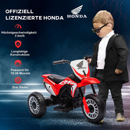 Dětská elektrická motorka 6V s klaksonem a hudbou, červená
