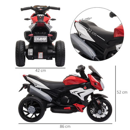 Dětská elektrická motorka 6V, hudba a světlo, černá/červená