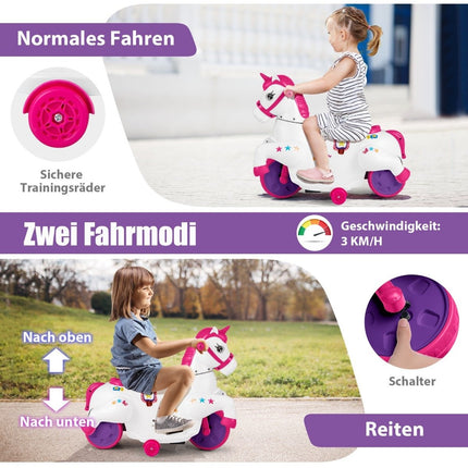 Dětská elektrická motorka s hudbou &amp; LED &amp; pomocnými kolečky pro děti od 3 let, růžová